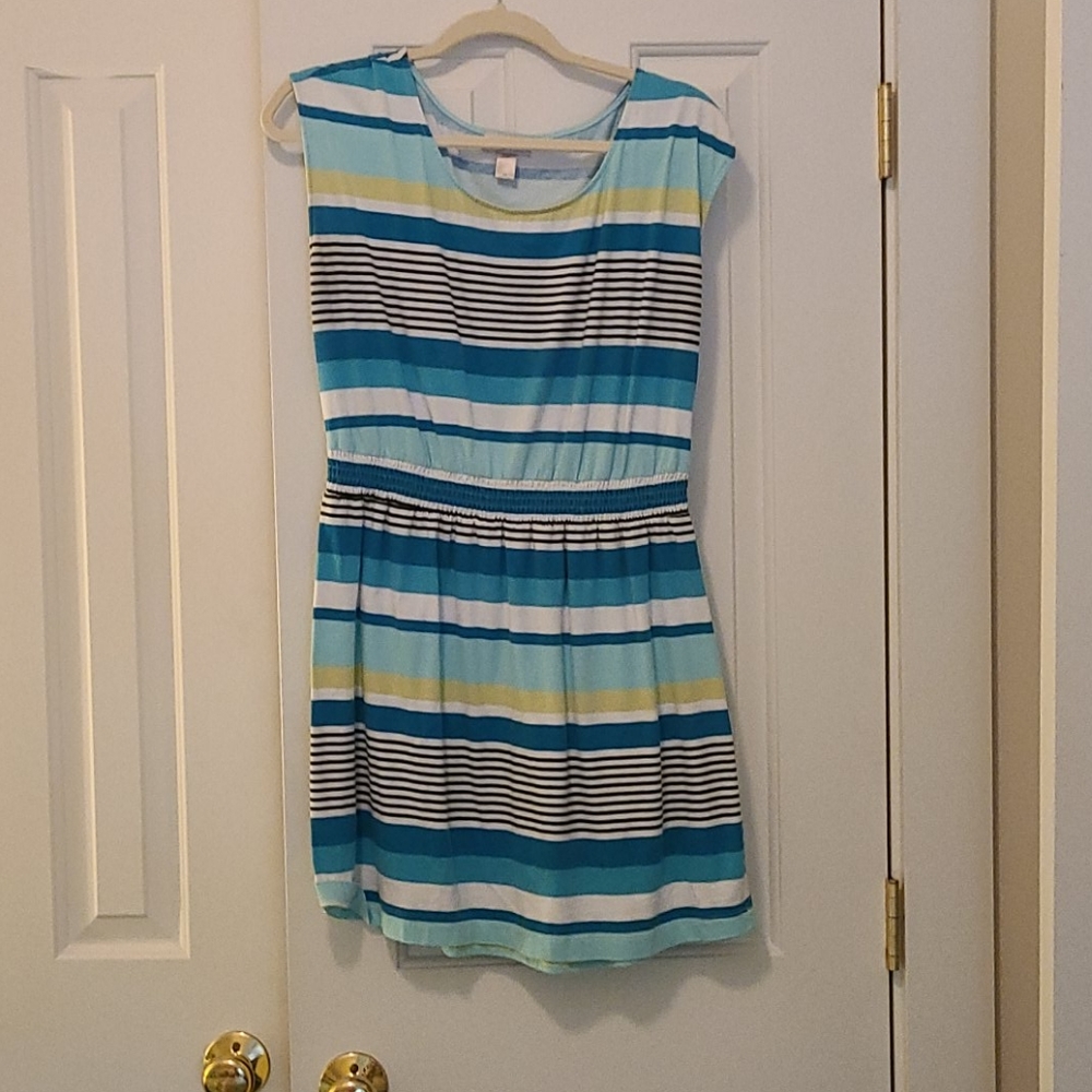 LOFT cotton blue stripped dress